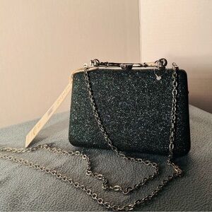 NWT Madison Wedt Teal Glitter Clutch Bag